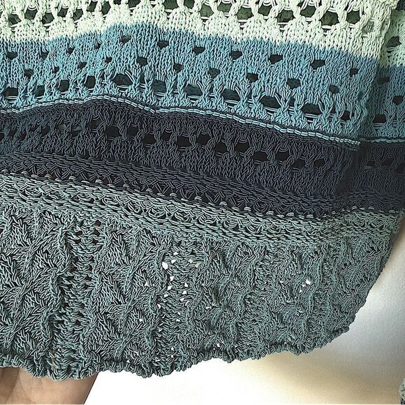 Jonathan Simkhai Roxana  Macrame Blue Striped Crop Crochet Sweater Top V-neck S - Picture 4 of 14